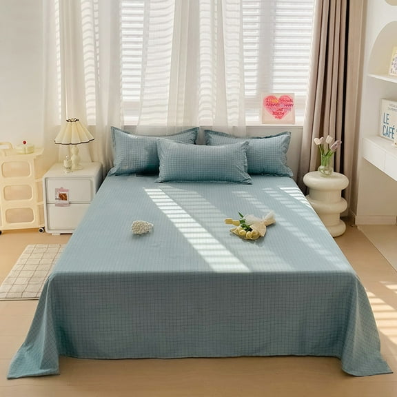 DcGZvy Sheets Queen Size Soft Plaid Print Sheets Queen Hotel Style Sheets Boho Sheets Queen Washable, Breathable Sheets Summer Sheets Queen