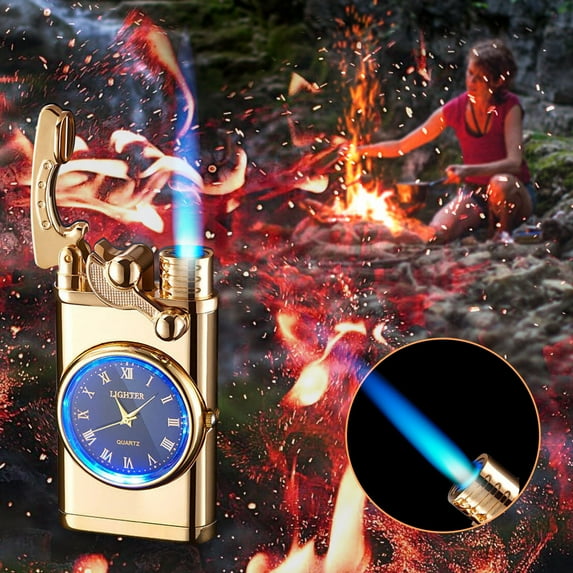 DcGZvy Torch Lighter Candle Lighter Butane Lighter Cool Lighters with Watch Refillable Windproof Lighters Vintage Lighters Metal Lighter Gifts for Men Valentine's Day Gifts