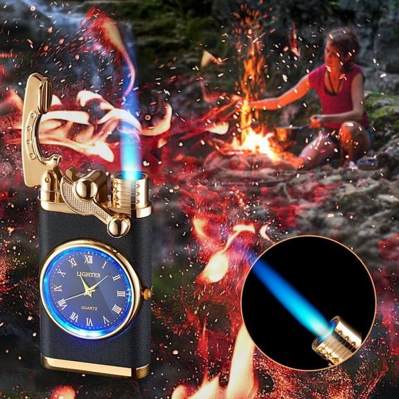DcGZvy Torch Lighter Candle Lighter Butane Lighter Cool Lighters with Watch Refillable Windproof Lighters Vintage Lighters Metal Lighter Gifts for Men Valentine's Day Gifts