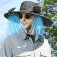 thumbnail image 1 of DcGZvy Wide Brim Solar Fan Hat,1 PC Mask, Hat with Fans Solar Power, Removable & USB Charging Fan, Sun Hats for Men Women Outdoor Fishing (Black), 1 of 8