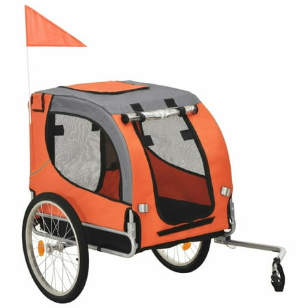 Dcenta 2-in-1 Dog Bike Trailer and Jogging Stroller with Mesh Windows and Safety Flag Folding Suspension   Carrier Animal Bike Stroller for Cat Puppy Dog