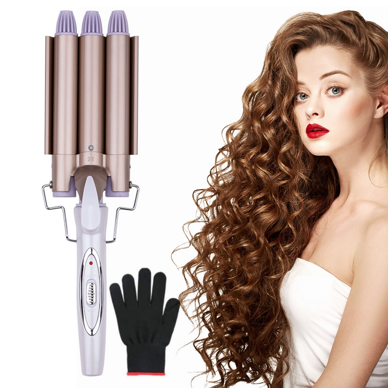 Dcenta 3 Barrel Curling Iron Hair Crimper 1 inch Professional Hair