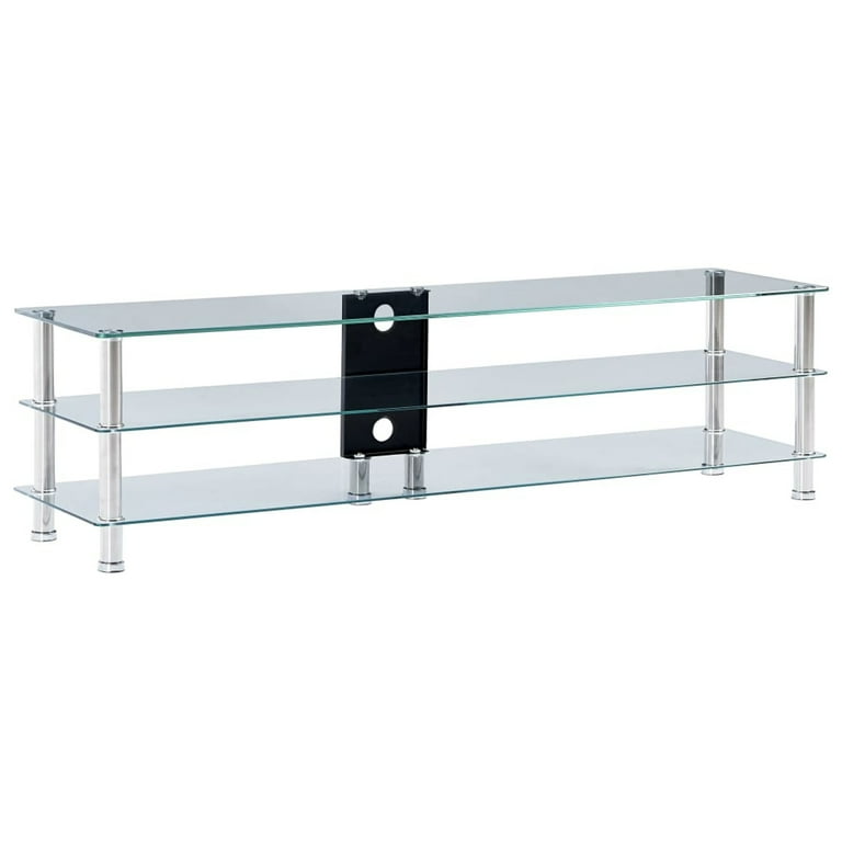 Black glass tv sale stand 2 tier