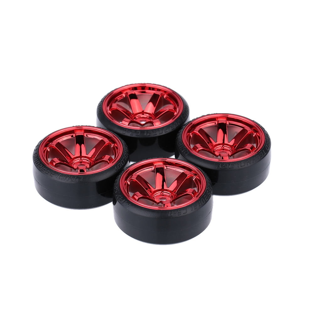 Goolsky 4Pcs 1/10 Scale Hard Drift Tires & Wheels - 61mm Diameter For Traxxas, Tamiya, HPI RC Cars