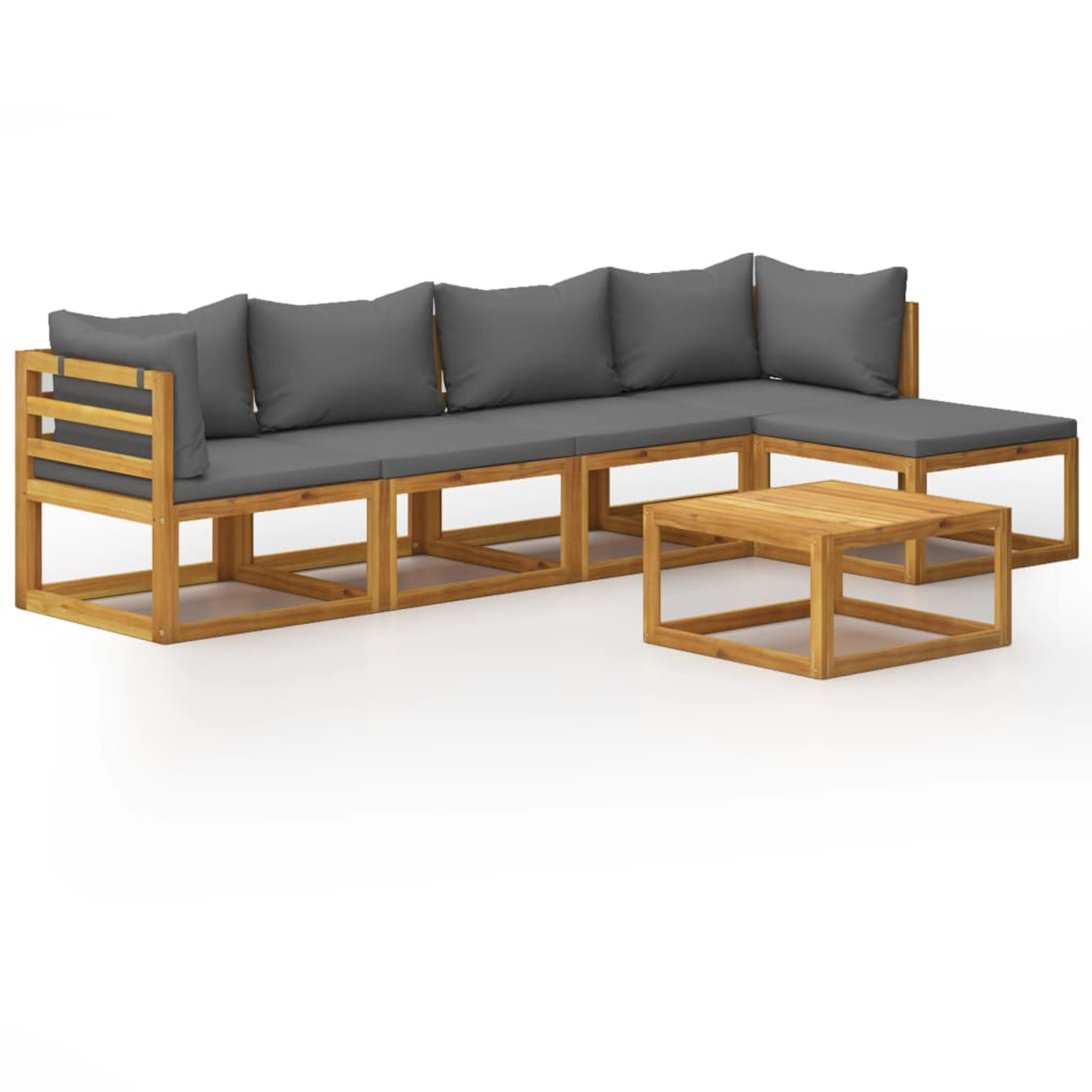Dcenta 5 Piece Outdoor Conversation Sofa Set Acacia Wood Sectional Sofa
