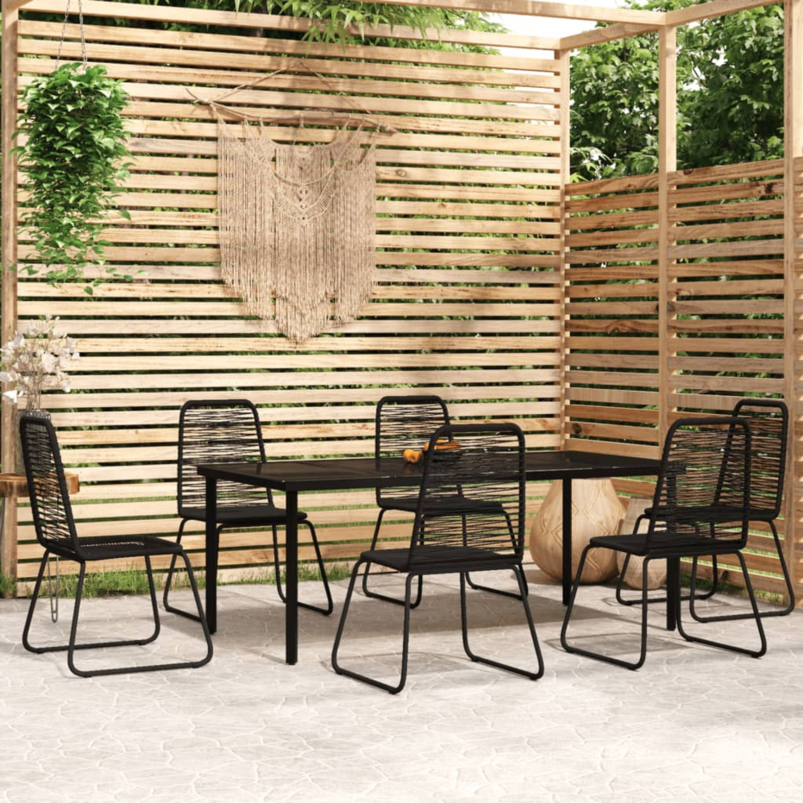 Dcenta 7 Piece Outdoor Dining Set Glass Top Table and 6 Garden Chairs