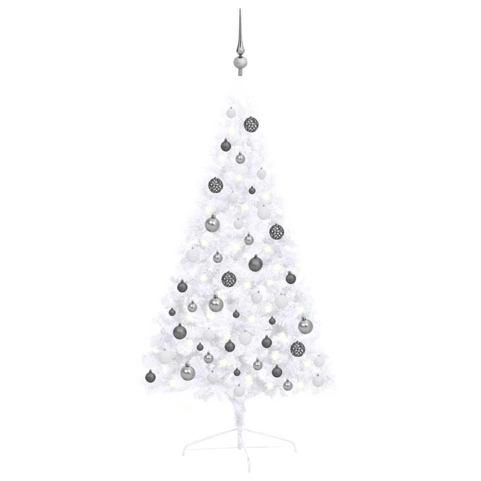 Dcenta Artificial Half Christmas Tree with LEDs&Ball Set White 47.2"