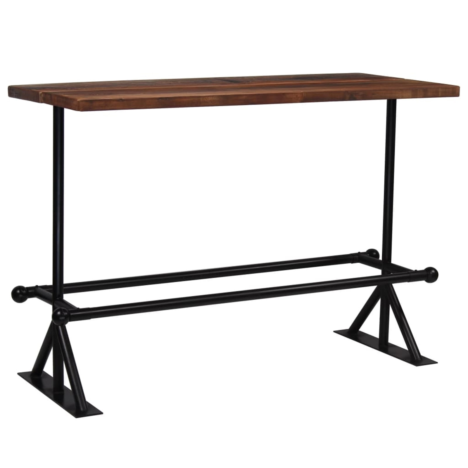 Industrial Reclaimed Wood Bar Height Table with Steel Legs