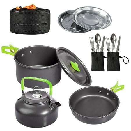 Dcenta Camping Cooking Set Camping Cookware Set 16pcs Camping Pot pan Set Nesting Camp Cook Set Camping&Hiking  cookware Camping Backpacking Pans Set