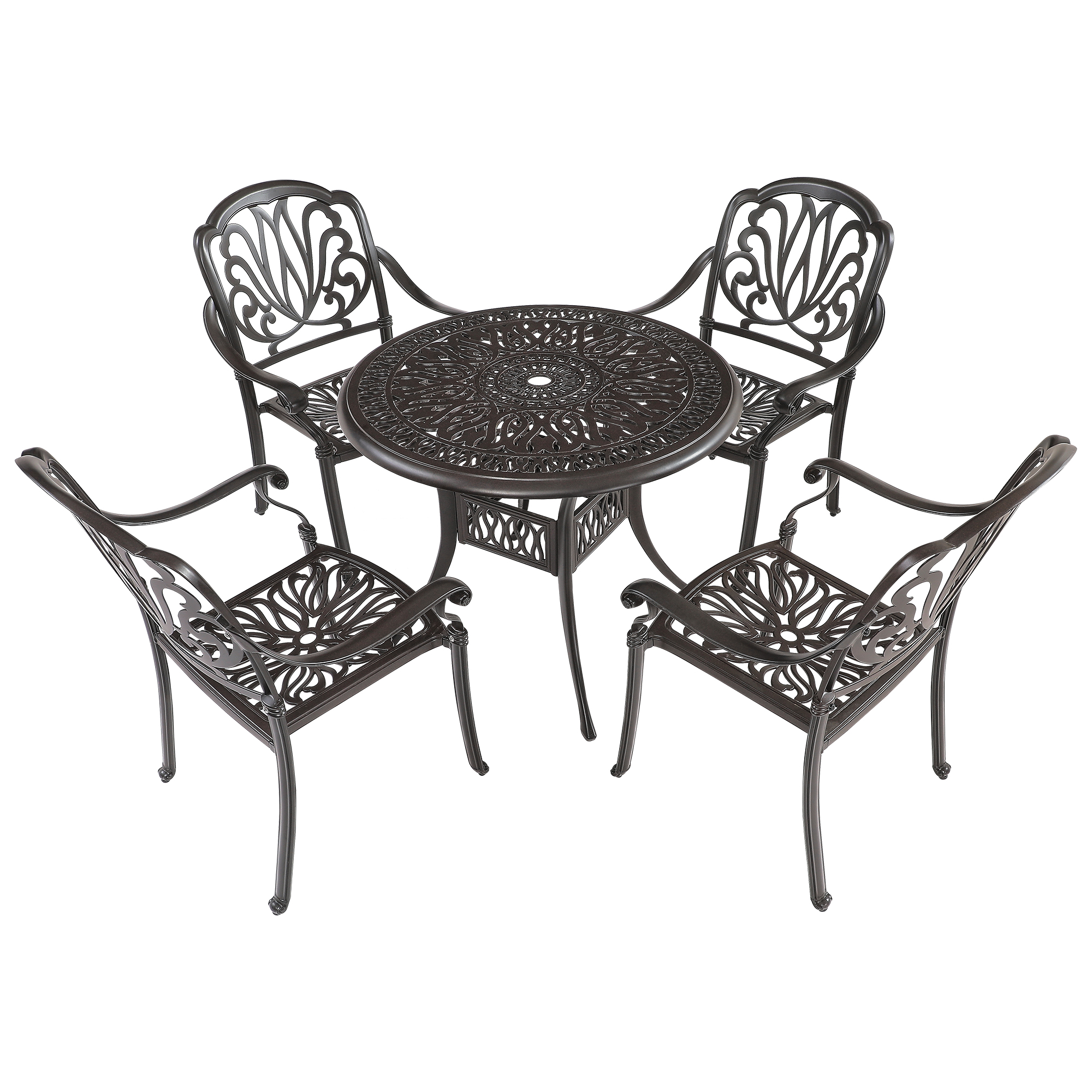 Dcenta Cast Aluminum Bistro Set 5 Piece Dining Table Set Traditional
