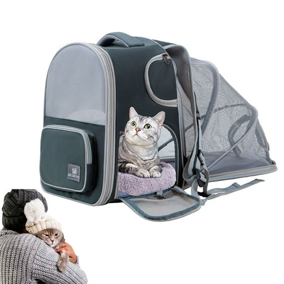 Dcenta Cat Backpack Carrier, Expandable Pet Carrier Backpack with Breathable Mesh for Kitten and Small Dog up to 13 Pounds, Airline Approved Travel Carrier