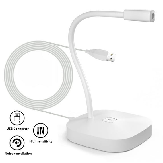 Dcenta Conference USB Microphone, USB Computer Microphone with Mute Button Plug and Play Mic G22, White