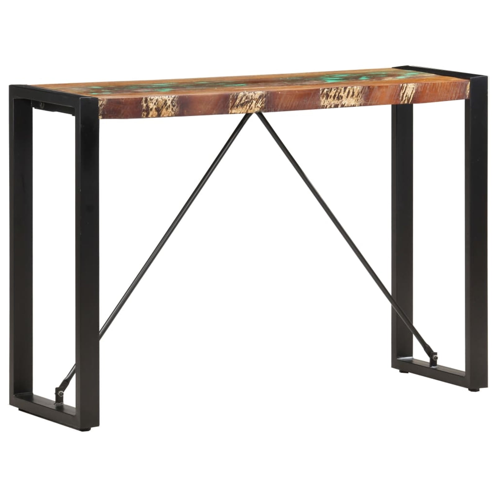 Industrial Charm Reclaimed Wood & Steel Console Table - 43.3in x 13.8in x 29.9in