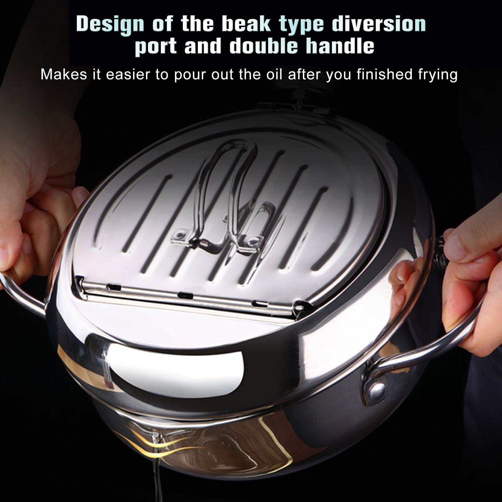 Dcenta Deep Fryer Pot Stainless Steel Japanese Style Fryer with a