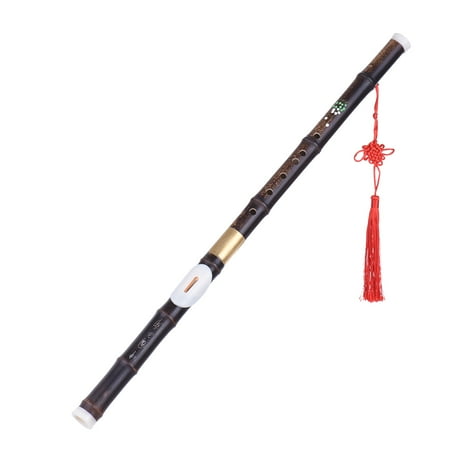 Dcenta Detchable Natural Black Bamboo Bawu Ba Wu Transverse Flute Musical Instrument in G Key for Beginner Music Lovers as Gift
