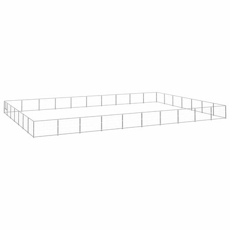 Dcenta Dog Kennel with Door Steel Wire Mesh Sidewalls Lockable Playpen Fence  Exercise Cage Silver 393.7 x 275.6 x 27.6 Inches (L x W x H)