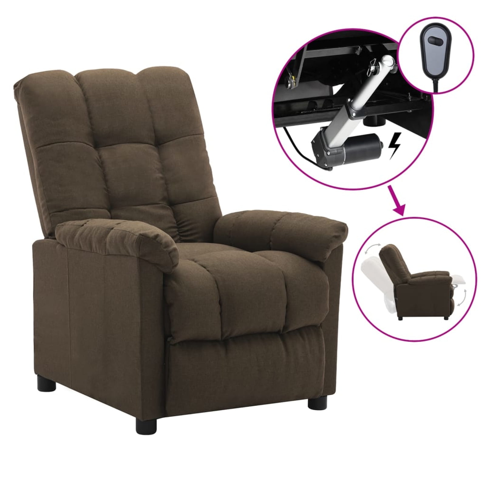 Eldridge Brown Fabric Electric Recliner with Adjustable Comfort