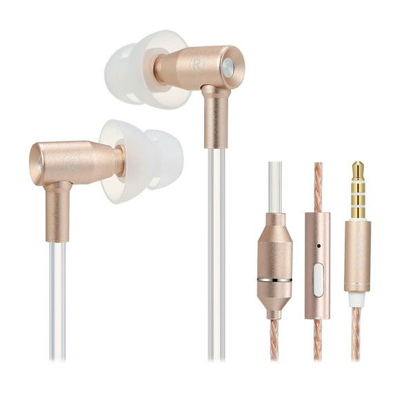 Dcenta FC31 Air In-ear Headphones 3.5mm Wired Music Headset Radiation Free Earphone Noise Reduction Line Control with Mic, Gold
