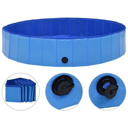 Dcenta Foldable Dog Bath Swimming Pool PVC Collapsible  Bathing Tub Portable Large Small Cat Dog  SPA Bathtub for Indoor and  Blue 63 x 11.8 Inches (Diameter x H)