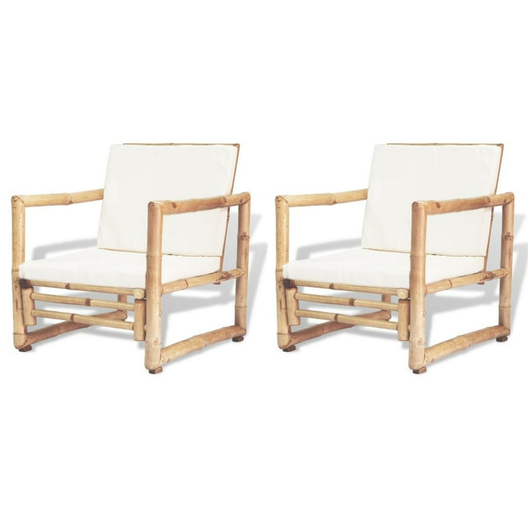 Dcenta Garden Chairs 2 pcs with Cushions and Pillows Bamboo