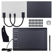 Dcenta Graphics Drawing Tablet 10 x 6 Inch Large Active Area with 8192 Levels Battery-Free Pen and 12 Hot Keys, Compatible with PC/Mac/Android OS for Painting, Design & Online Teaching