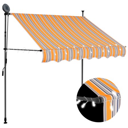 Dcenta Manual Retractable Awning with 59.1" Yellow and Blue