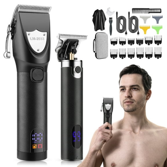 Dcenta Men Hair Clippers Cordless Barber Hair Cutting Machine Kit Haircut Grooming Set LEDs Digital Display Built-in High Capacity Rechargeable Cell