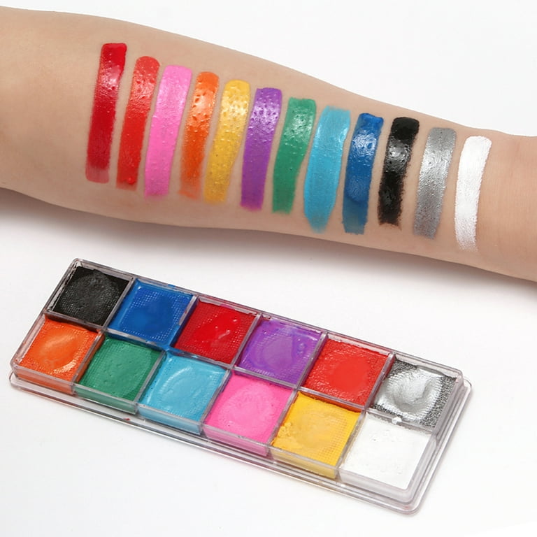 Dcenta Paint Palette 12 Colors Professional Face Paint Kit Safe & Non Toxic  Water Based Face and Body Painting Makeup Palette 