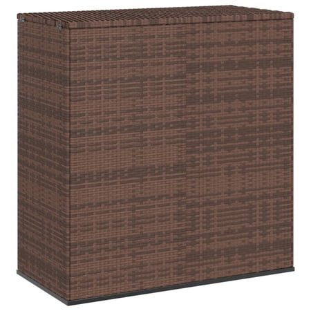 Dcenta Patio Cushion Box Gray Brown PE Rattan Garden Storage Container with Inner Bag for Patio, Lawn, Poolside, Backyard,  Furniture 39.4 x 19.3 x 40.7 Inches (L x W x H)