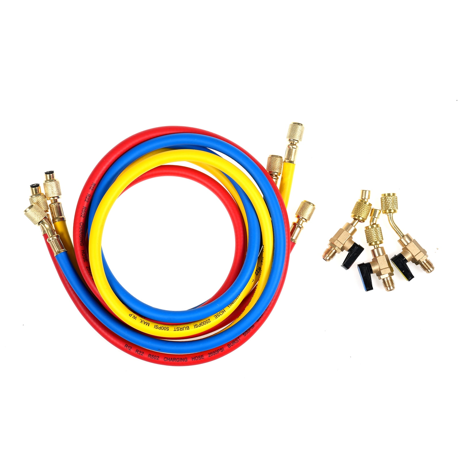 Dcenta Refrigerant Charging Hose 1/4'' Thread Hose Set with Ball Valve