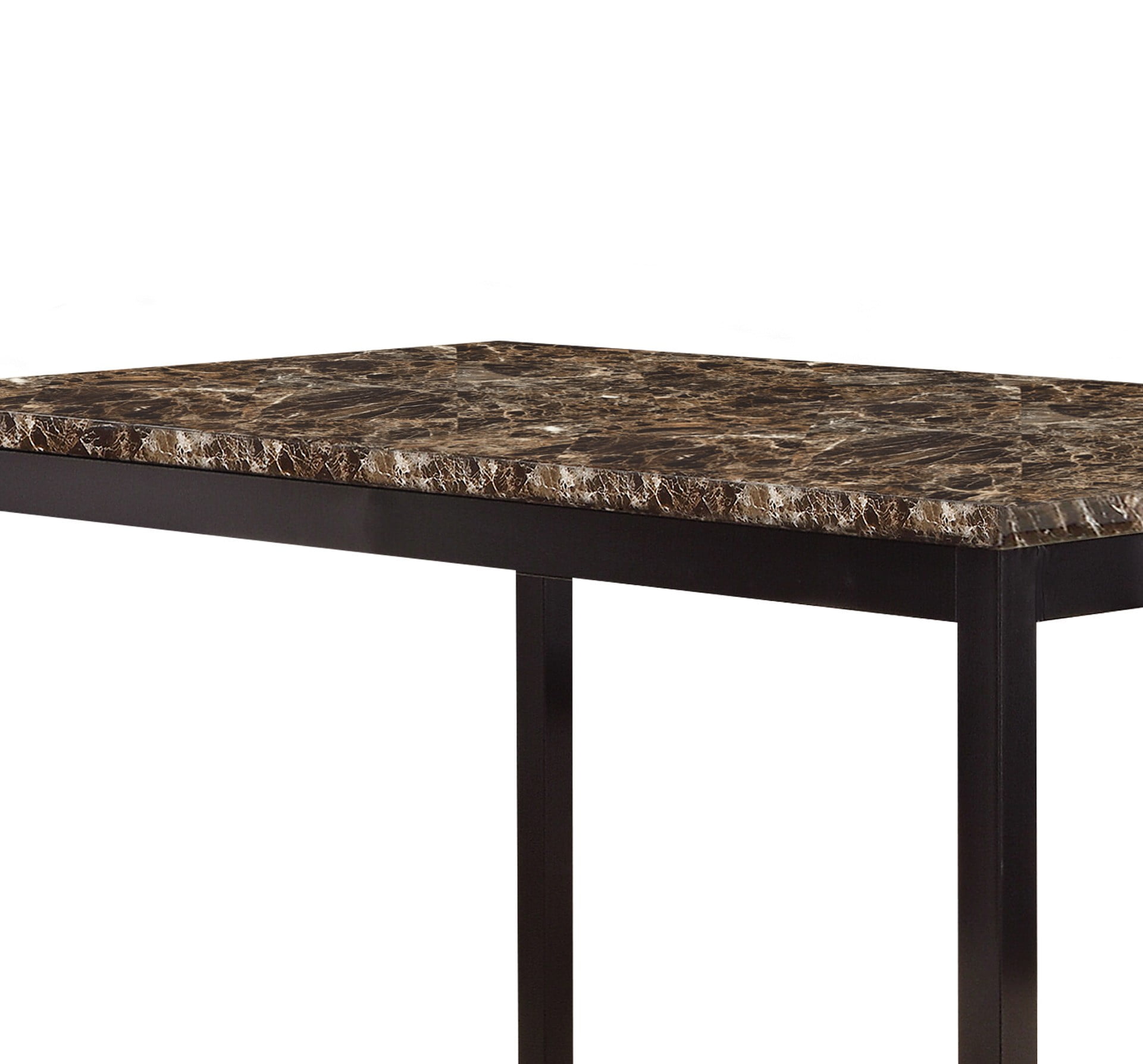 Dcenta Simple Style Dining Table 1pc Brown Faux Marble Table Black