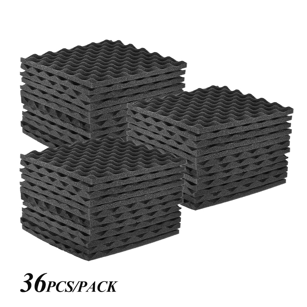 Dcenta Studio Acoustic Foams Panels Sound Insulation Foam 30 * 30cm/ 12 * 12in, Pack of 36pcs, Dark Gray