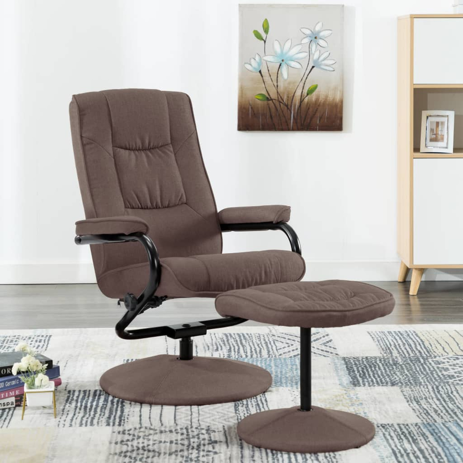 Dcenta Swivel Recliner with Ottoman, Fabric Upholstery Backrest