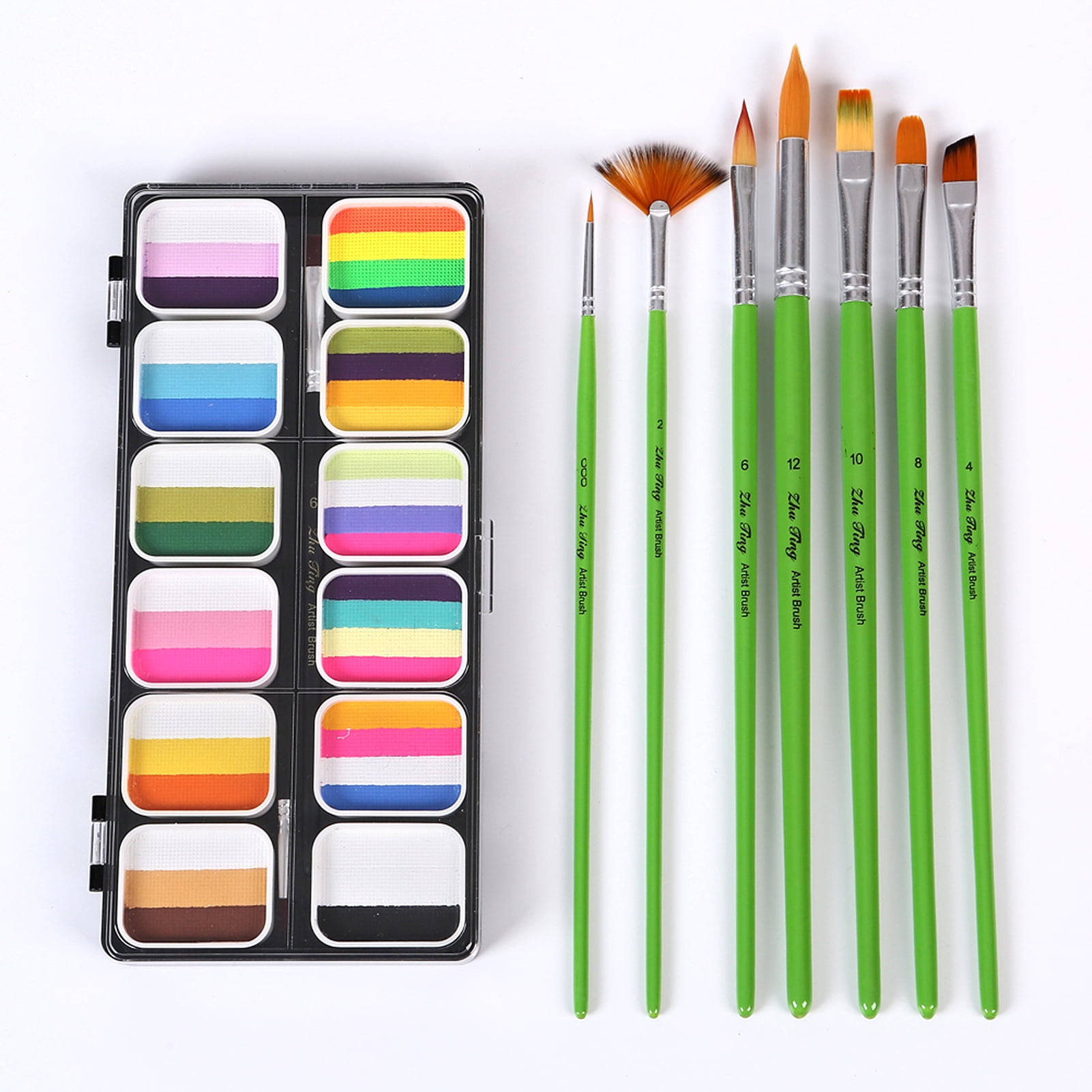 42 Color Face Painting Kit For Kids - Non-Toxic, Water Activated, With Brushes