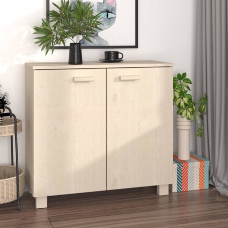 Dcenta Wooden Sideboard with 2 Doors, Pine Wood Side Storage Cabinet for Living Room, Bedroom, Bathroom, Home Furniture 33.5 x 13.8 x 31.5 Inches (W x D x H)