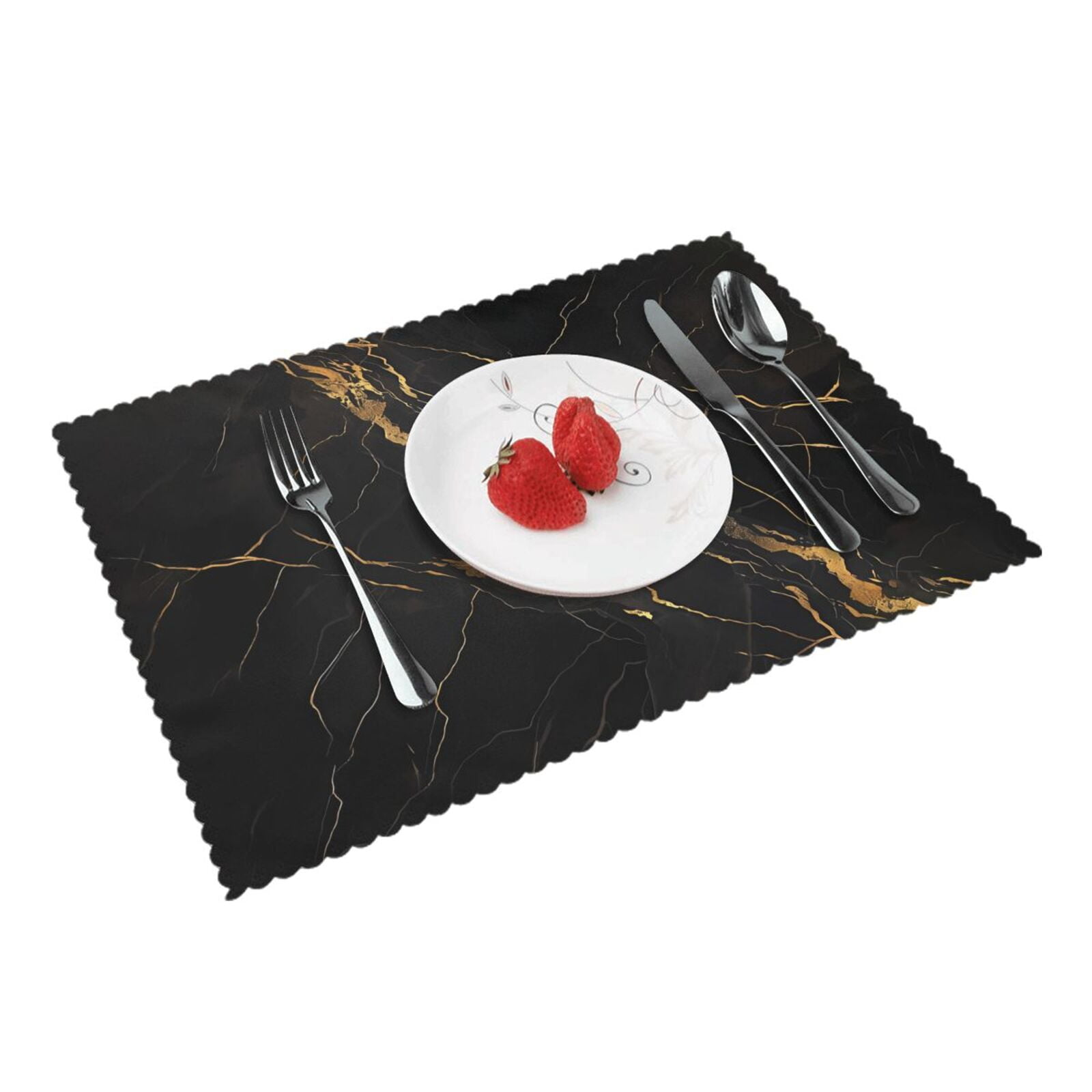 Dchyo Black Marble Placemat AntiOil And HeatInsulating Placemat 12x18