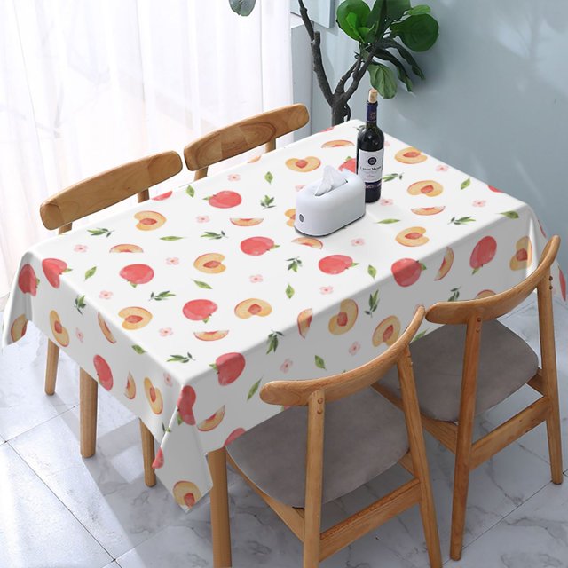 Dchyo Peach Fruit Tablecloth Round Plastic Table Covers For Hawaiian
