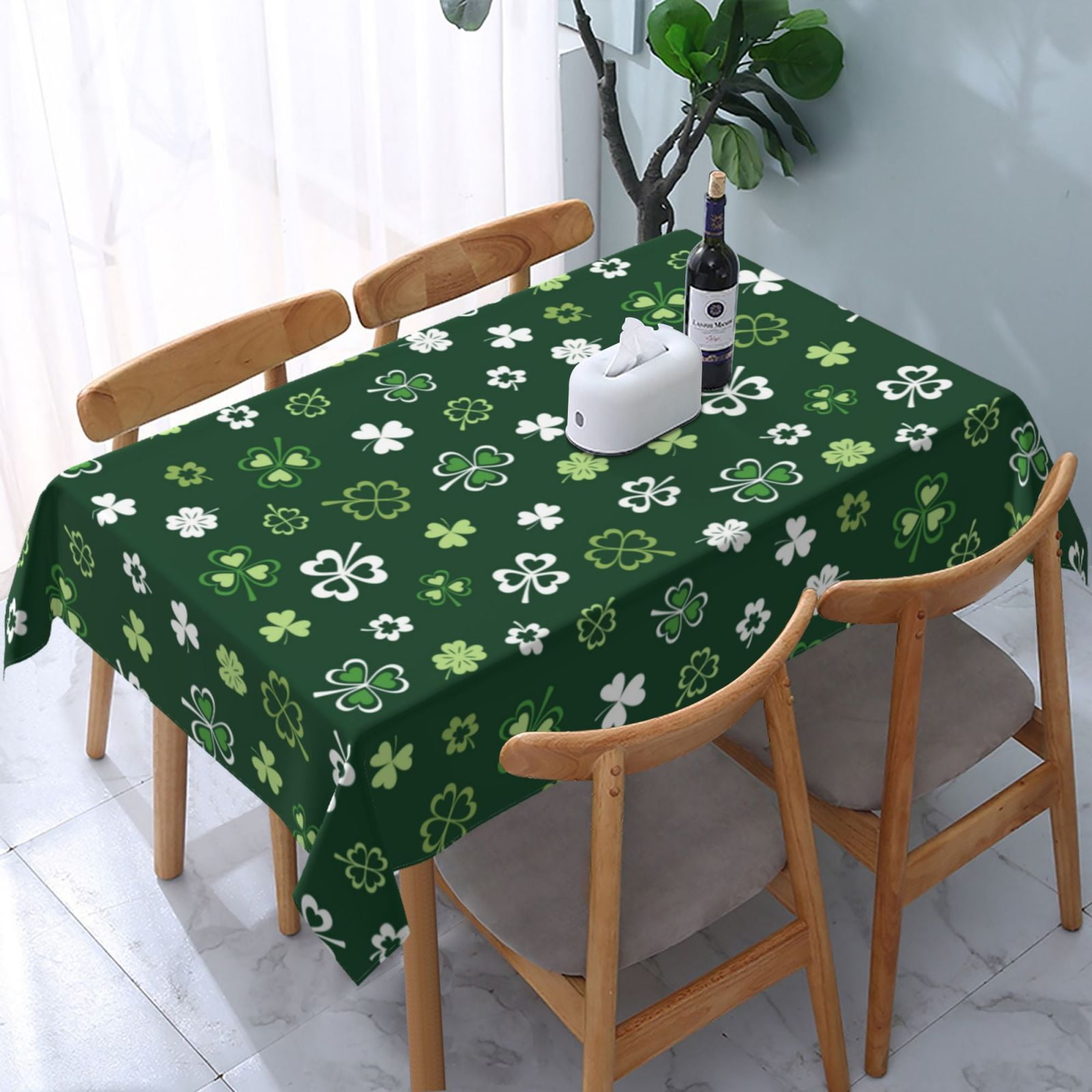 Dchyo St. Patrick'S Day Tablecloth Buffalo Plaid Shamrock Lucky