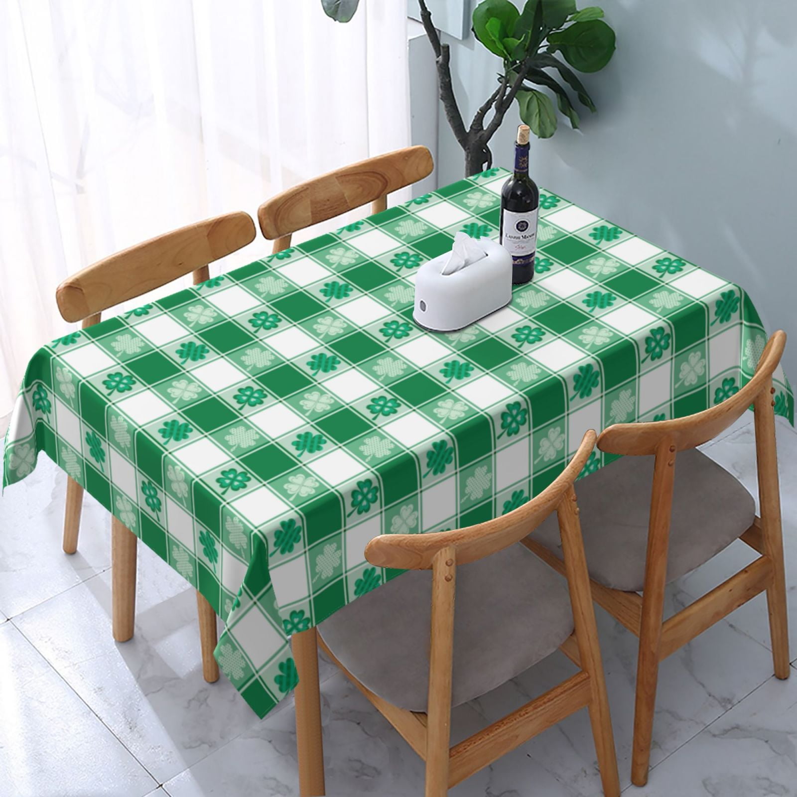 Dchyo St. Patrick'S Day Tablecloth Buffalo Plaid Shamrock Lucky