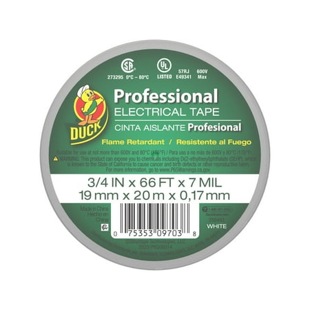 Duck Brand Professional Electrical Tape Canister Pack - White, 0.75 in. x 66 ft. x 7 mil.