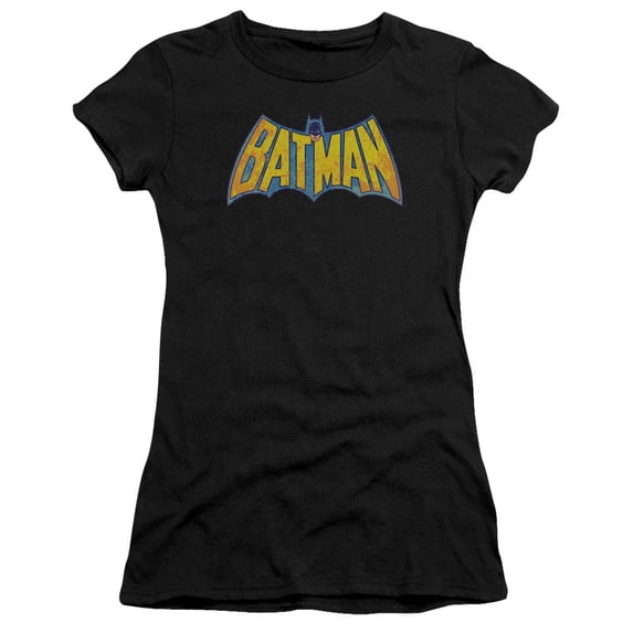Dco - Batman Neon Distress Logo - Juniors Teen Girls Cap Sleeve Shirt - Medium