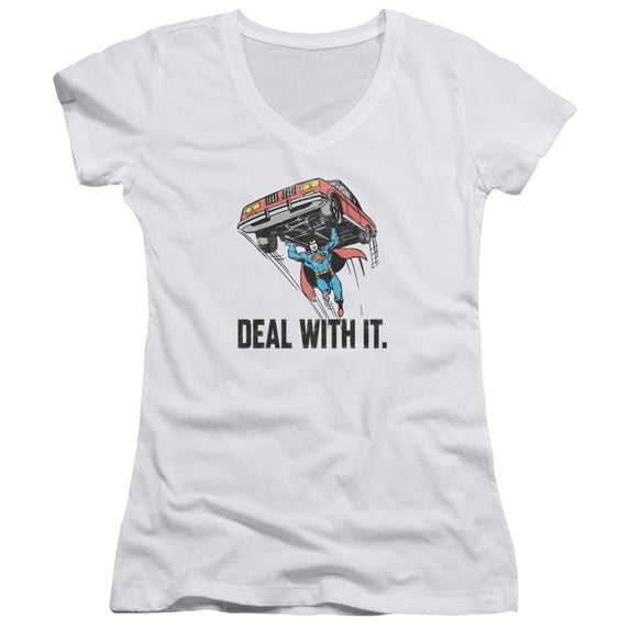 Dco/Deal With It Junior Women's V-Neck T-Shirt White