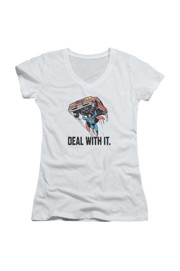 Dco/Deal With It Junior Women's V-Neck T-Shirt White