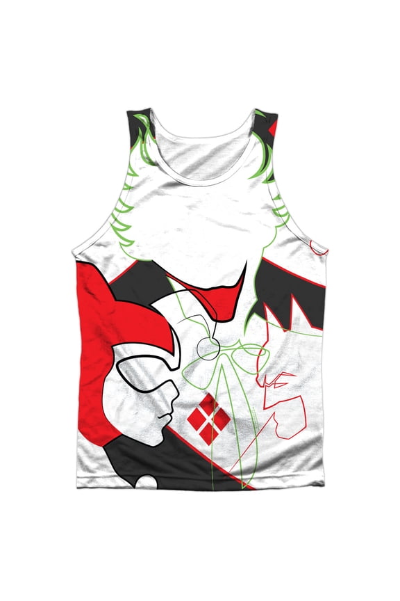 Dco Joker Harley Inline Adult 100% Poly Tank Top White Sm White Sm