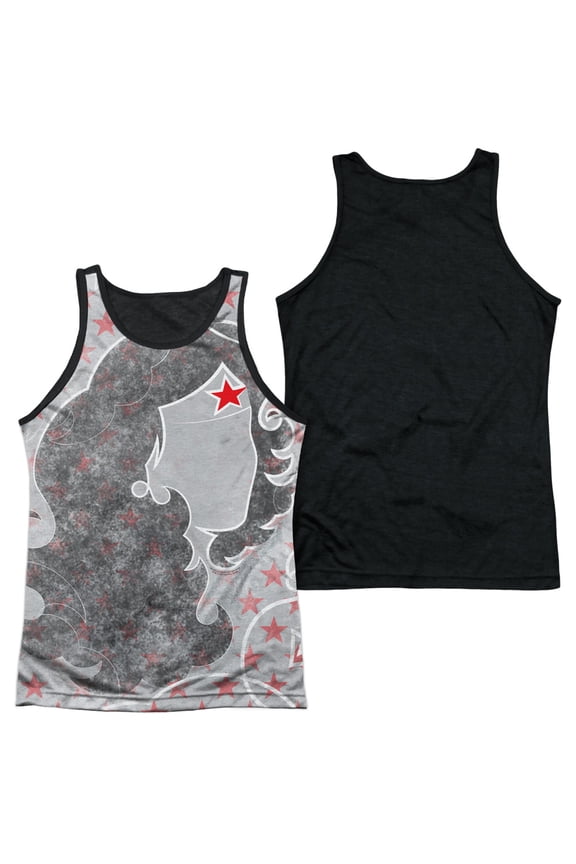 Dco Wonder Woman Inline Adult 100% Poly Tank Top Black Back White Xl