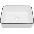 thumbnail image 1 of Dcolora 19"x15" Rectangular Vessel Sink with Black Rim – White Ceramic Bathroom Sink, Modern Above Counter Vanity Basin, Stylish Sink for Bathroom Remodel, Luxury Lavatory Sink, 1 of 6