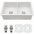 thumbnail image 1 of Dcolora 32" White Fireclay Undermount Kitchen Sink – Porcelain Double Bowl 50/50 Split, Dual Mount Ceramic Sink, 32"x19"x10", 1 of 7