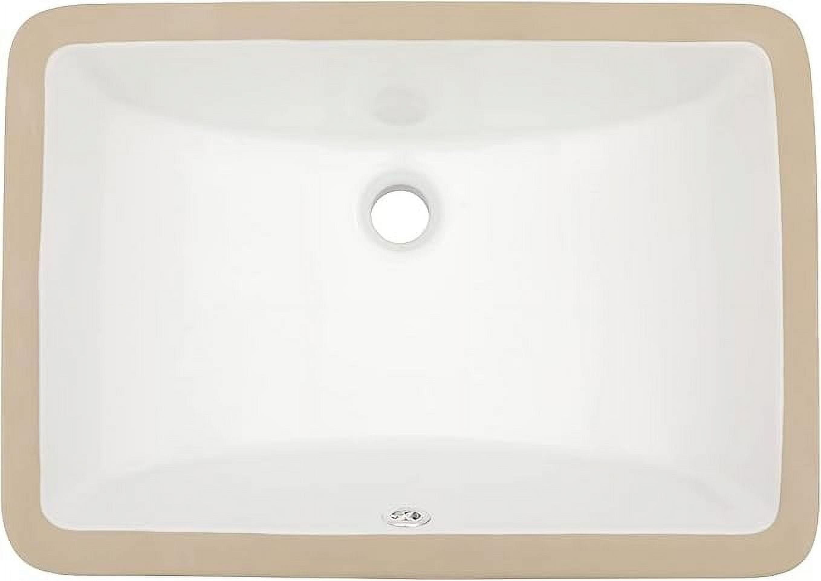 Dcolora Undermount Bathroom Sink – 19" x 13" White Porcelain Ceramic Rectangular Vessel Sink for Under-Counter Installation, Modern Lavatory Vanity Bath Sink Bowl Basin with Overflow