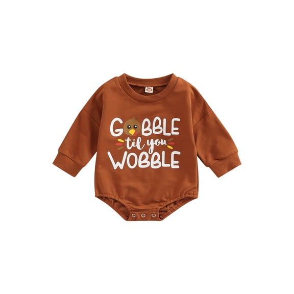 DcoolMoogl Baby Thanksgiving Outfit Girl Boy Turkey Gobble Romper Onesie Crewneck Sweatshirt Bodysuit Fall Winter Clothes