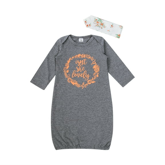 DcoolMoogl Newborn Baby Girl Isn't She Lovely Floral Nightgowns Headband Sleepwear Sleeping Bag